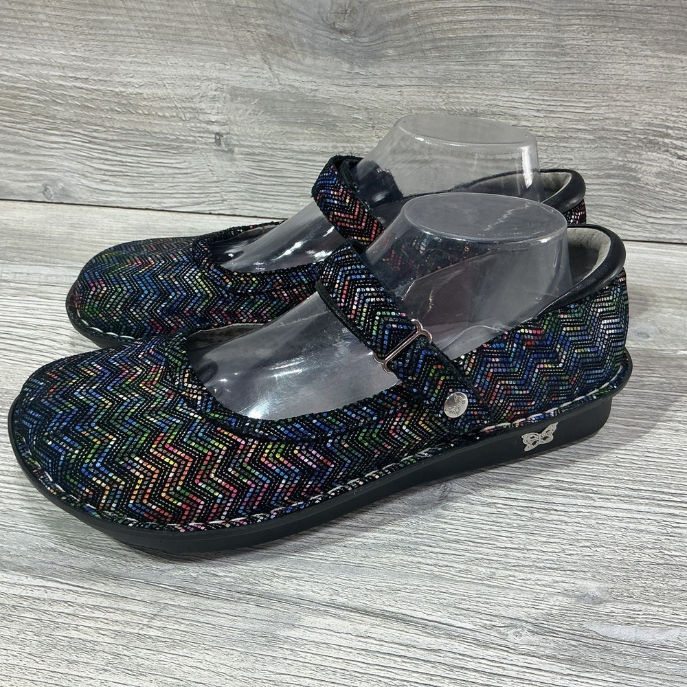 Alegria Belle Ric Rack Rainbow EU 41 US 10.5 Colorful Chevron Mary Janes Vegan - Picture 3 of 12